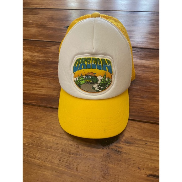 Old Navy Vintage Oregon Trucker Hat Adjustable Snapback Cap Yellow White - Picture 1 of 7
